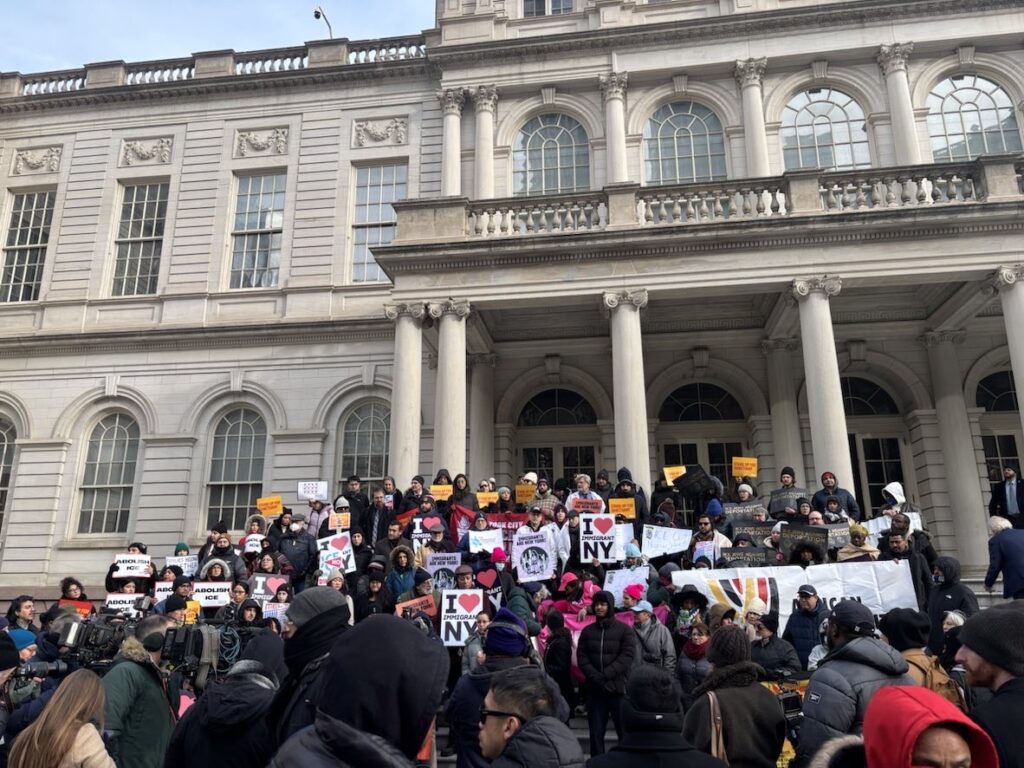 Rally for immigrant rights before a NYC Council hearing